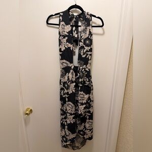 Banana Republic Black and Cream Floral Maxi Dress